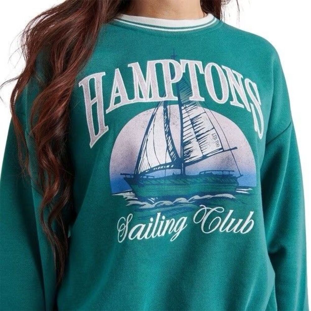 Limited Too Hamptons Sailing Graphic Sailboat crewneck Retro Nautical 90s Size M